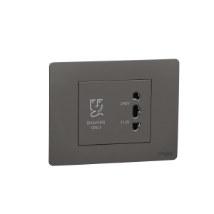Shaver socket, Miluz ZeTa, 115/240V, horizontal, 3 module, warm grey