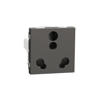 Socket outlet, Miluz ZeTa, 6/16A, 3 pin, 2P+E, with shutter, 2 module, warm grey