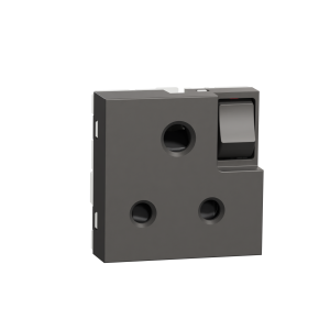 Switched socket, Miluz ZeTa, 1-way, 250V, 6A, 2P+E with shutter, 2 module, warm grey