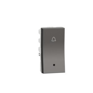 Bell Press Switch, Miluz Zeta, 6A, Indicator, 1 Module, Warm Grey