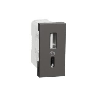 Usb Charger, Miluz Zeta, A+C Type, 220-240V, 2.4A, 12W, 1 Module, Warm Grey