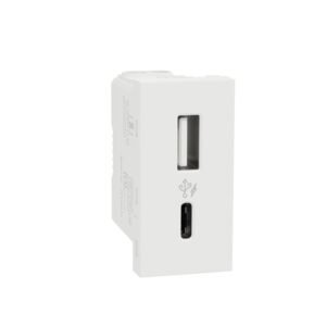 Usb Charger, Miluz Zeta, A+C Type, 220-240V, 2.4A, 12W, 1 Module, White