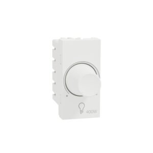 Dimmer, Miluz Zeta, 230V, 400W, Rotary, 1 Module, White
